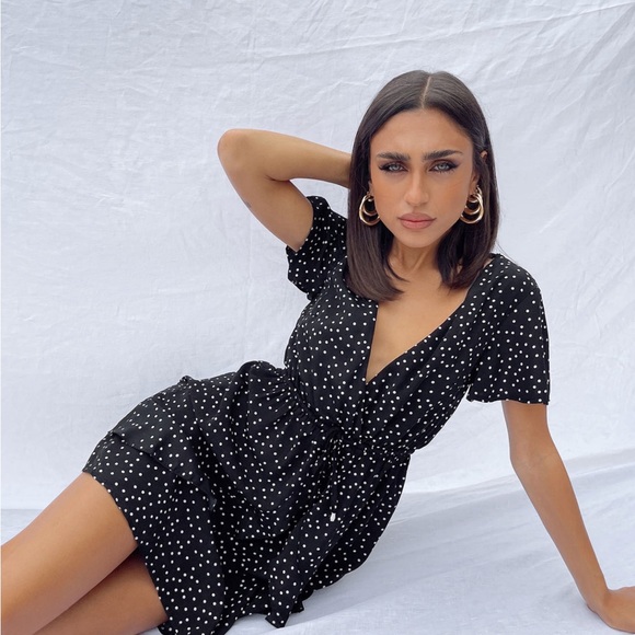 Princess Polly Dresses & Skirts - Princess Polly Bobbie Mini Dress Black Polka Dot | 6